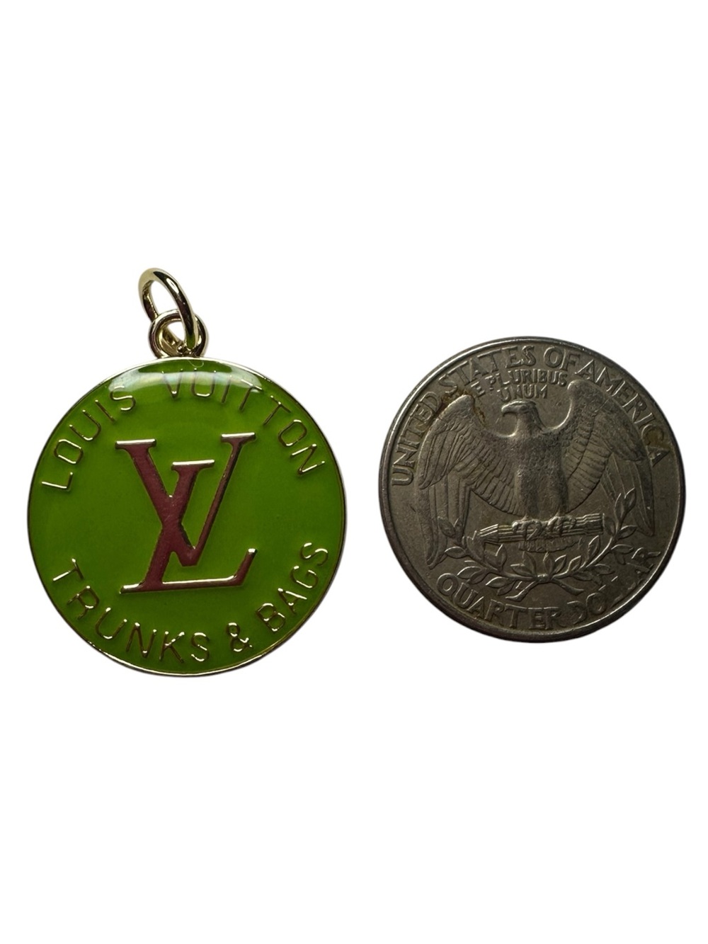 Louis Vuitton Green and Gold Trunks and Bags Round Logo Charm - Picture 7 of 9